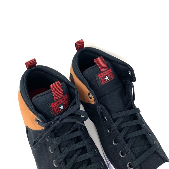 Converse CTAS HIGH STREET Black Canvas Brown Heel Mid Top Sneakers Men's 166077C - Picture 8 of 10